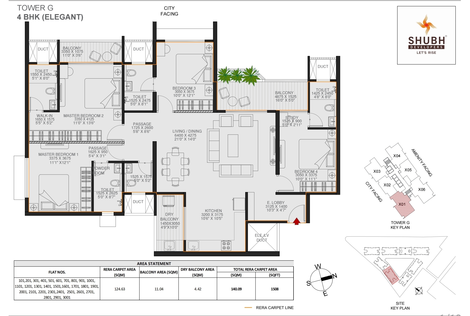 3.5 BHK Garden Simplex 1850 sqft floor plan